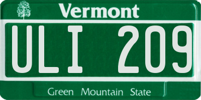 VT license plate ULI209