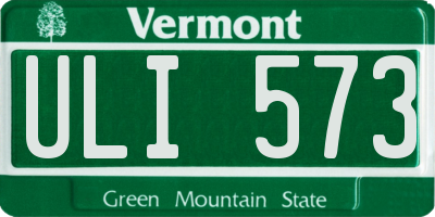 VT license plate ULI573