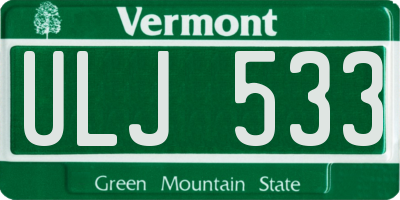 VT license plate ULJ533