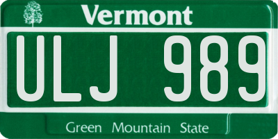 VT license plate ULJ989