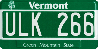 VT license plate ULK266