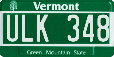 VT license plate ULK348