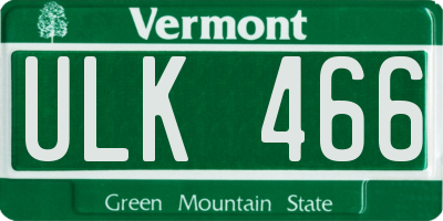 VT license plate ULK466