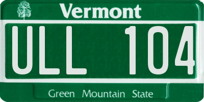 VT license plate ULL104