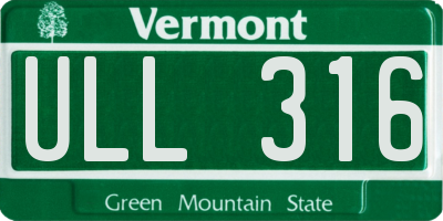VT license plate ULL316