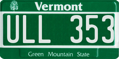 VT license plate ULL353