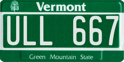 VT license plate ULL667