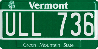 VT license plate ULL736