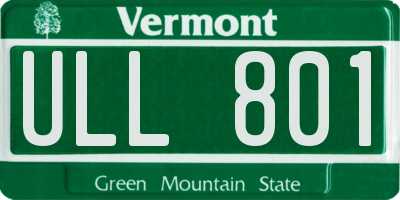 VT license plate ULL801