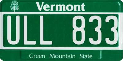 VT license plate ULL833