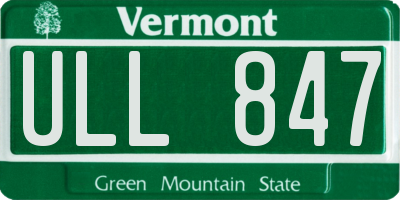 VT license plate ULL847