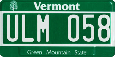 VT license plate ULM058