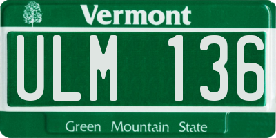 VT license plate ULM136