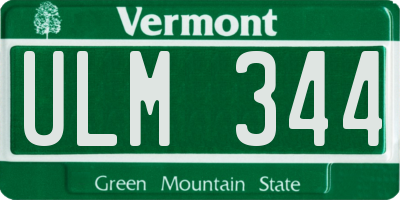 VT license plate ULM344