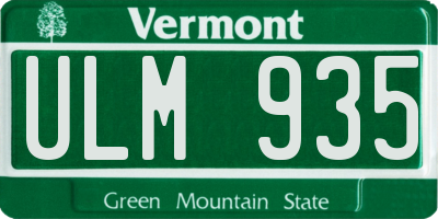 VT license plate ULM935