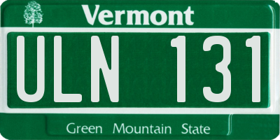 VT license plate ULN131