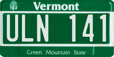 VT license plate ULN141