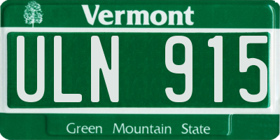 VT license plate ULN915