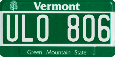VT license plate ULO806