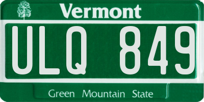 VT license plate ULQ849