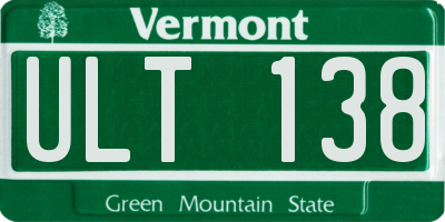 VT license plate ULT138