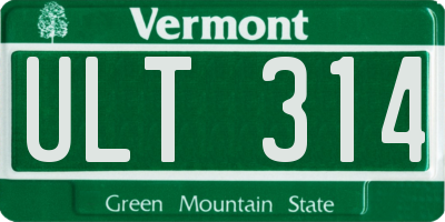 VT license plate ULT314