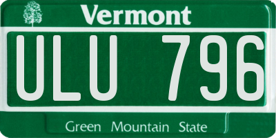 VT license plate ULU796