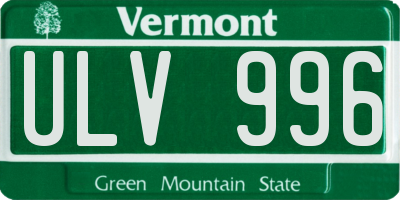 VT license plate ULV996