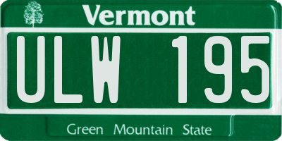 VT license plate ULW195