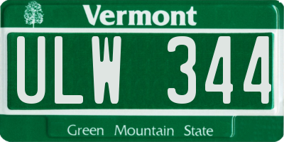VT license plate ULW344