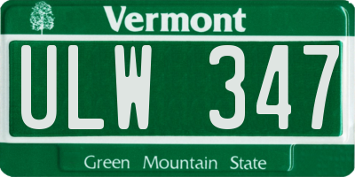 VT license plate ULW347