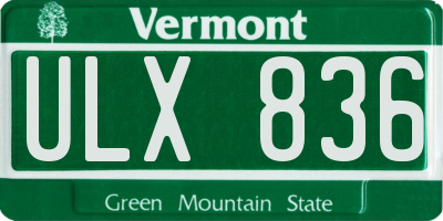 VT license plate ULX836