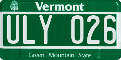 VT license plate ULY026