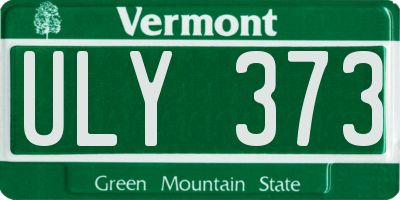 VT license plate ULY373