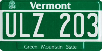 VT license plate ULZ203