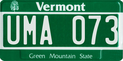 VT license plate UMA073