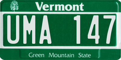 VT license plate UMA147