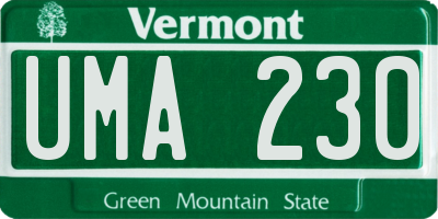 VT license plate UMA230