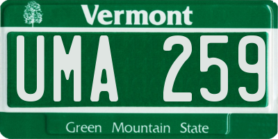 VT license plate UMA259