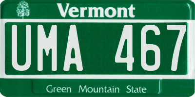 VT license plate UMA467