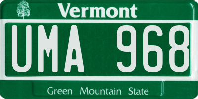 VT license plate UMA968