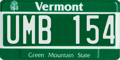 VT license plate UMB154