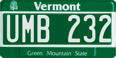 VT license plate UMB232