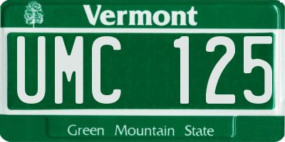 VT license plate UMC125