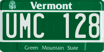 VT license plate UMC128