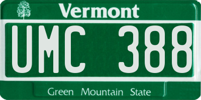 VT license plate UMC388
