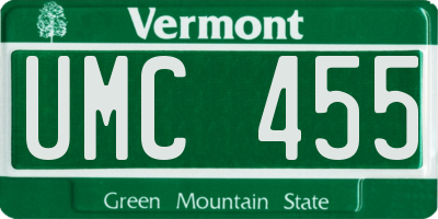 VT license plate UMC455