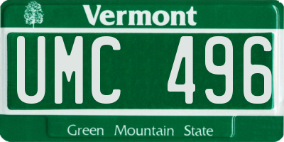 VT license plate UMC496