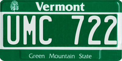 VT license plate UMC722