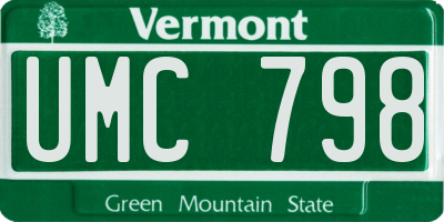 VT license plate UMC798
